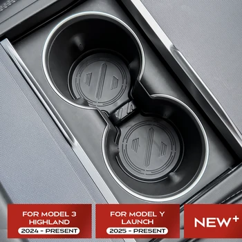 Para tesla modelo y lançamento 2025 modelo 3 highland 2024 copo de água esteira coasters slots tapete antiderrapante à prova dwaterproof água bebida almofada acessórios