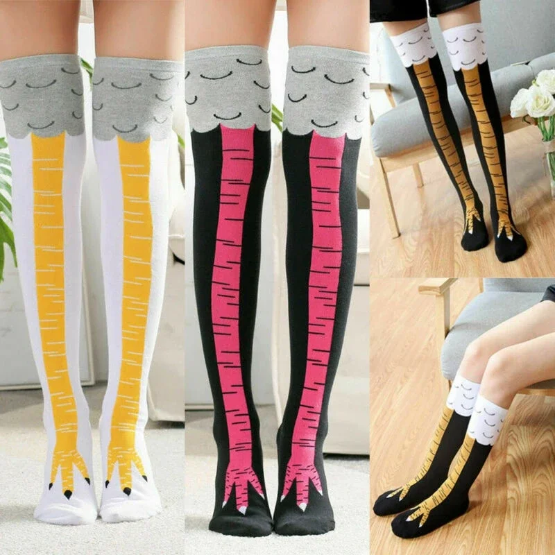 Chicken Paw Stocking Women Spring Autumn Winter Over-knee Pressure Thin Leg Long Stockings Middle High School Girls Funny Socks