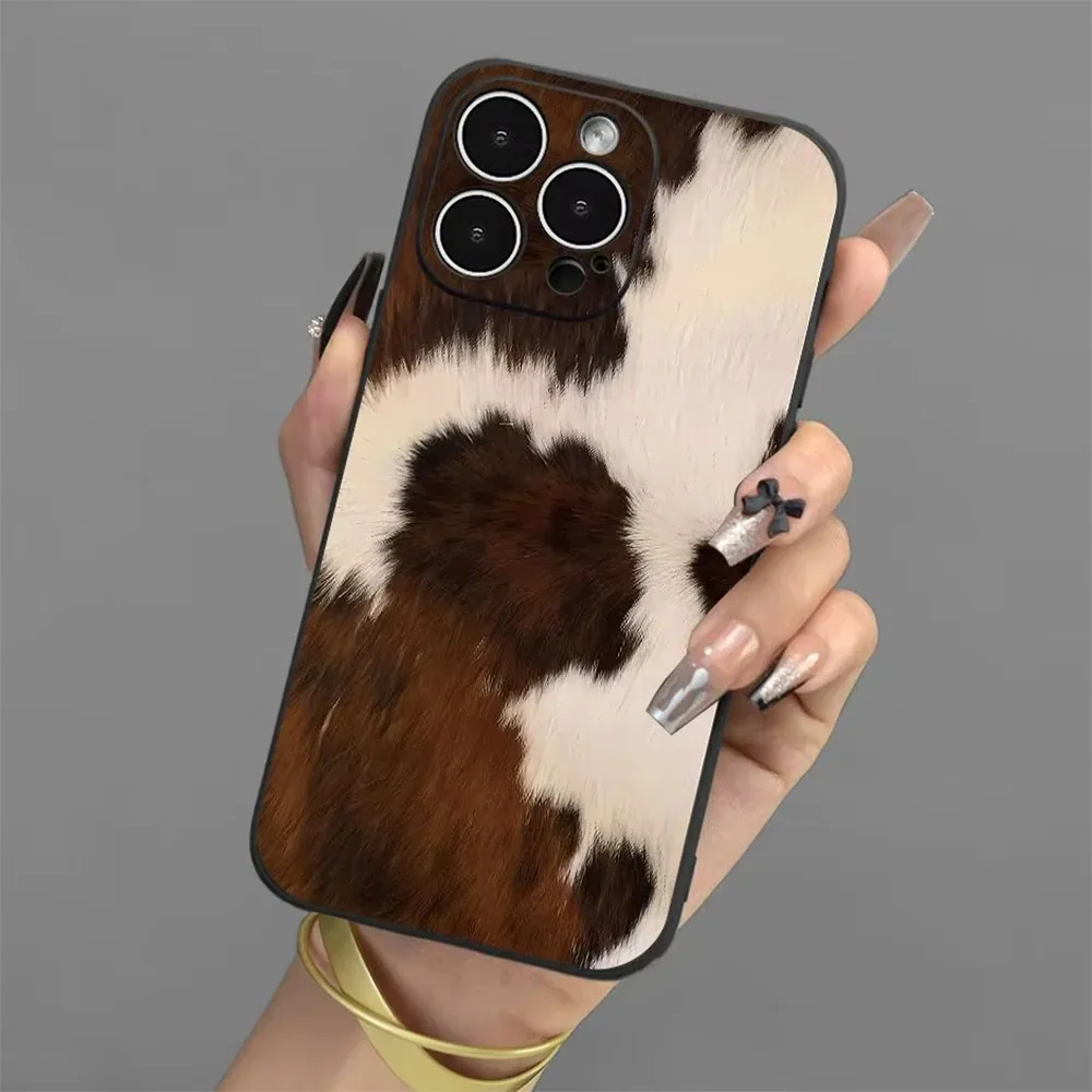 Braune Kuhfell-Handyhülle für Samsung Galaxy S26 S25 S24 S23 S22 S21 S20 S10 Note 20 10 Edge Lite Ultra Plus FE 4G 5G Cover