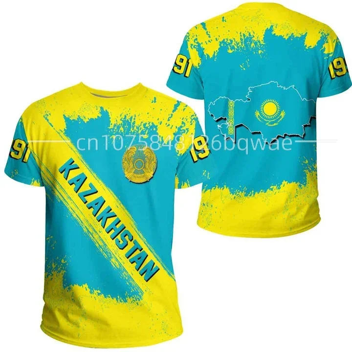 Kazakhstan Custom Men Sport Kazakh Tshirts DIY QAZAQSTANE Emblem Tee Shirts Customize KZ Country Russian KAZ Campaign Shirt