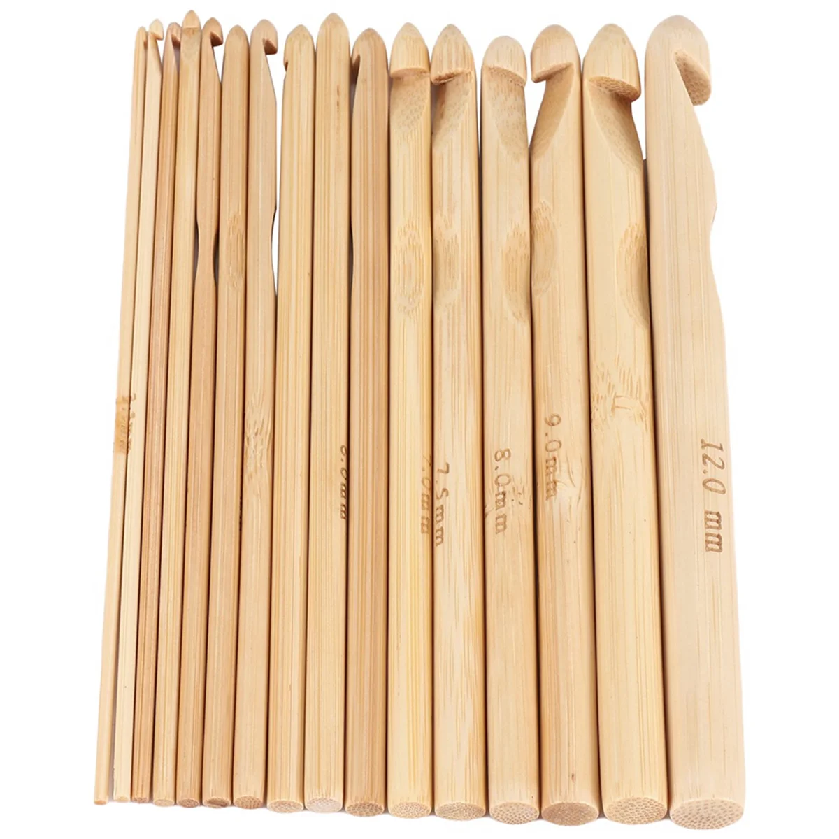 NEW 16 Pcs Crochet needles knit in wood knitting wool 2.0 mm - 12.0 mm Crochet Hook