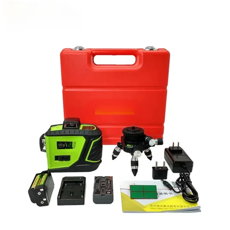Fukuda 12 satır MW-93T lityum pil yeşil lazer seviyesi 360 Kendinden tesviyeli Çapraz Çizgi 3D lazer Seviyesi