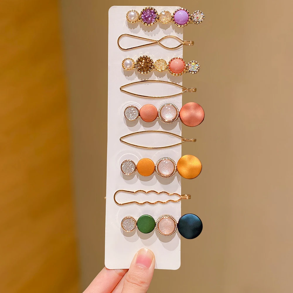 

9-Piece Beaded Disc Clips: Colorful, Elegant, All-Season, Hair-Friendly