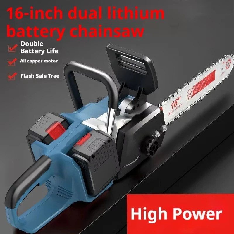 18-Inch High-Power Dual-Battery Brushless Steel Electric Chain Saw Handheld Outdoor Lithium Logging Saw for Tree Industrial OEM