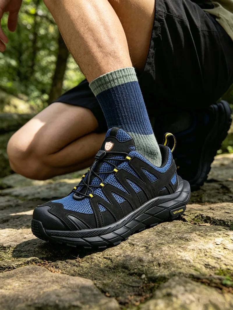 Leather high-end outdoor hiking shoes men's non-slip summer breathable mesh hiking shoes