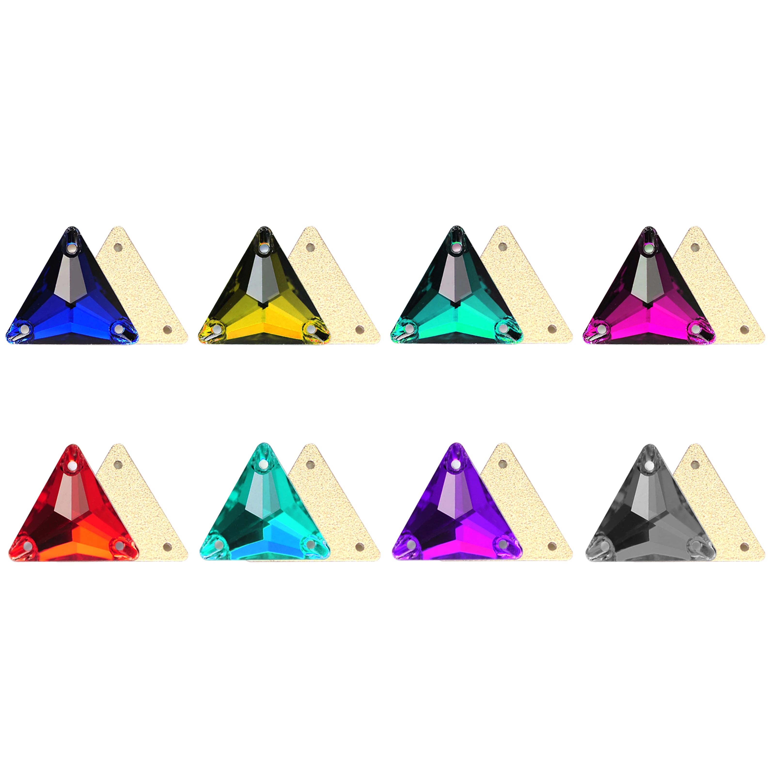 Crystal AB Triangle Sew On Crystal Strass Glass Flatback Rhinestones Sewing Stone for Needlework Garment Wedding Dress