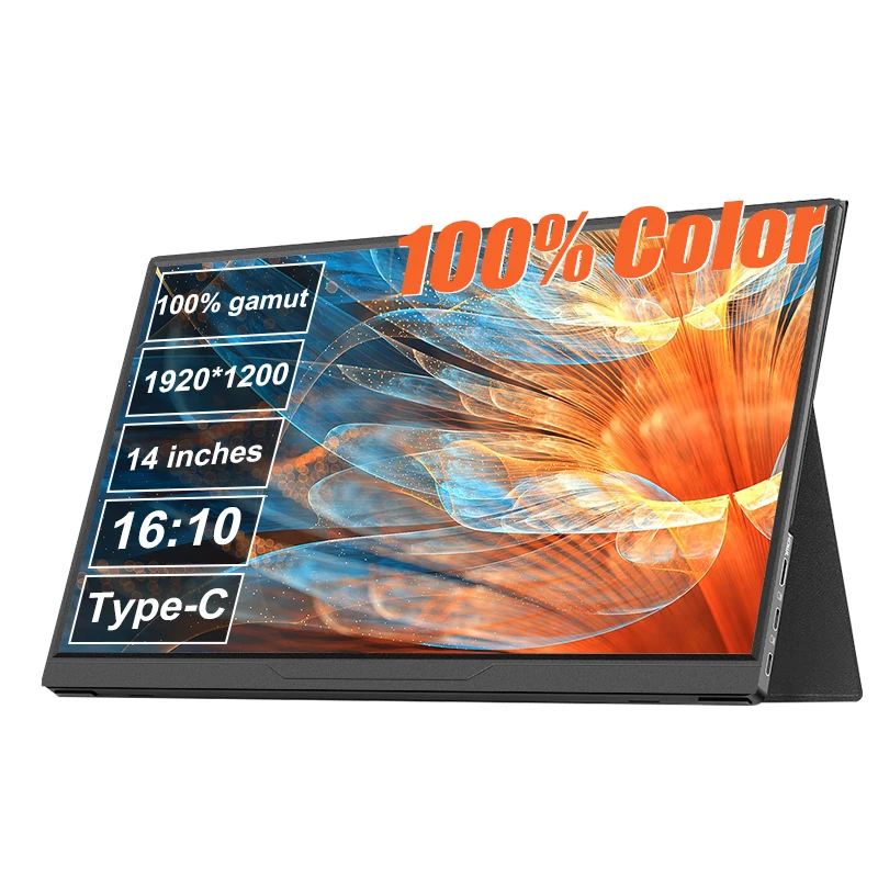 

14-дюймовый портативный монитор 100% sRGB 1200P USB-C HDMI и Type-C Дорожный монитор Внешний второй компьютерный дисплей для ПК Mac Phone/PS