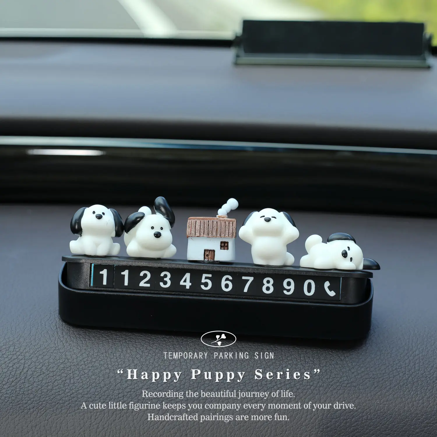 New Cute Puppy Temporary Parking Sign Hidden Number Plate Car Dashboard Decor
