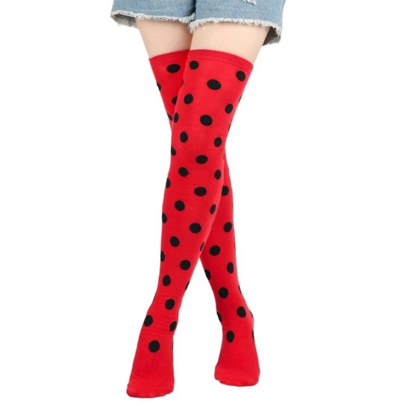 

Insect Dots Pattern Fingerless Gloves and Over Knee Long Socks Set for Halloween
