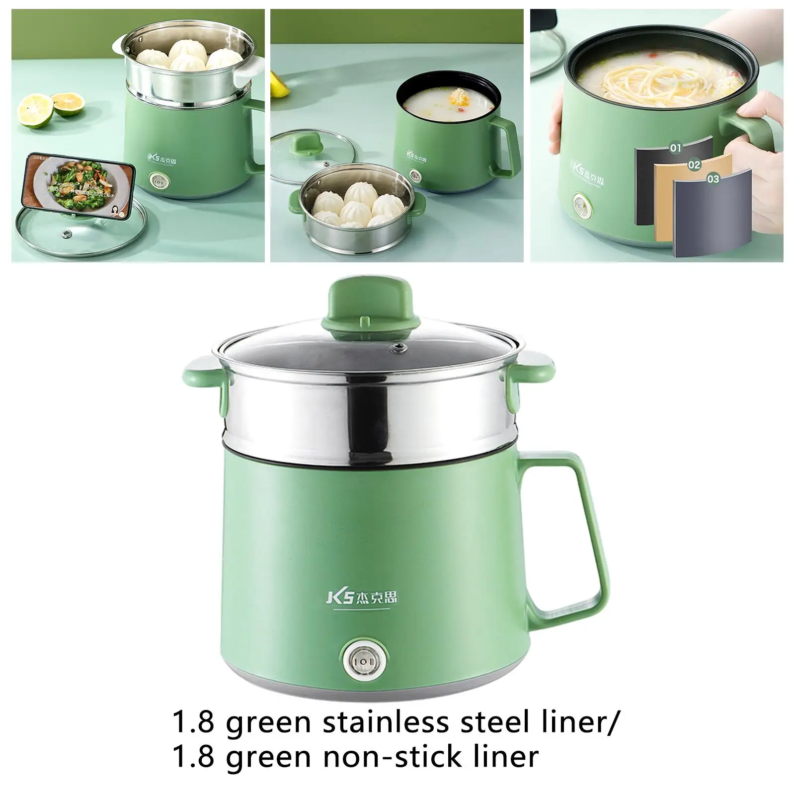 Mini parowiec Mini kuchenka do ryżu do smażenia, gotowania, duszenia i smażenia 1-2 osób