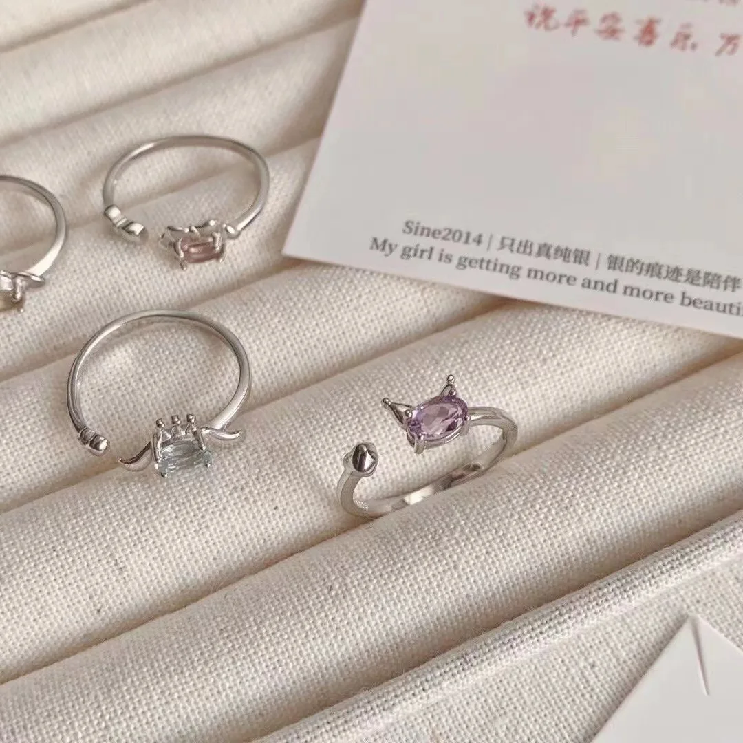 4pcs Y2K Cinnamorolls Ring Kawaii My Melodys Opening Ring Kuromis Gentle Luxurious Versatile Minimalist Index Finger