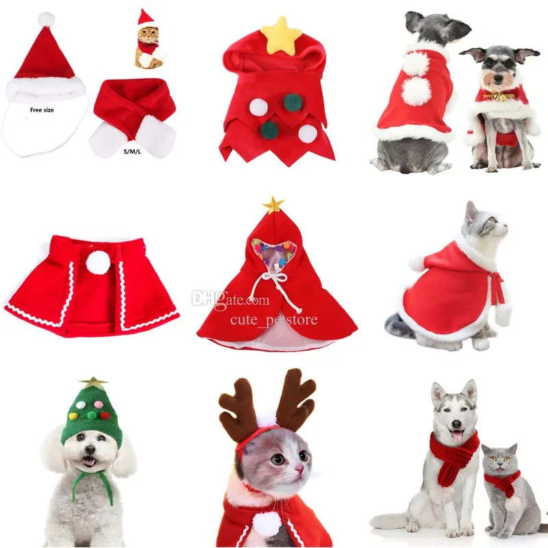 

Dog Christmas Costumes Headbands Girl Dog Capes Stretchy Funny Dog Hat Costumes Puppy Clothes with Bowtie Dog Outfit Small Puppy