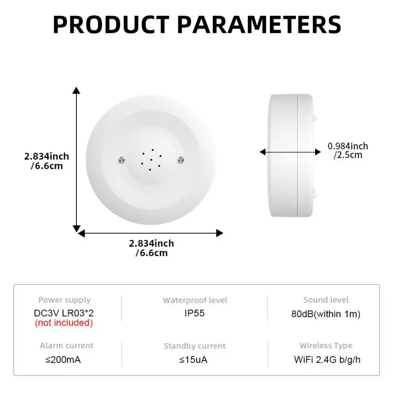 Imagem -06 - Tuya Wifi Detector de Vazamento de Água Sensor de Vazamento de Água 80db Som Monitor de Nível de Água Baixa Alarme Smart Home Security Protection