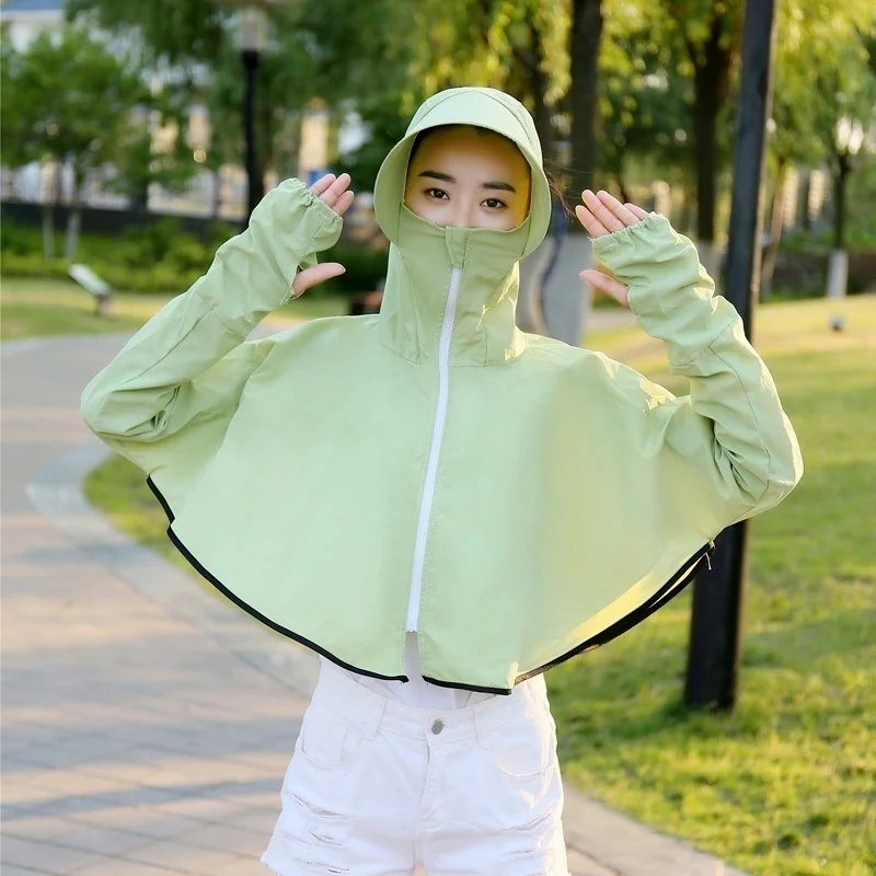 

Fashion Women Summer Outdoor Hiking Anti-UV Sun Hat Long Sleeve Shawl Hat Cycling Cap Face Protective Cycling Windbreaker Clothe