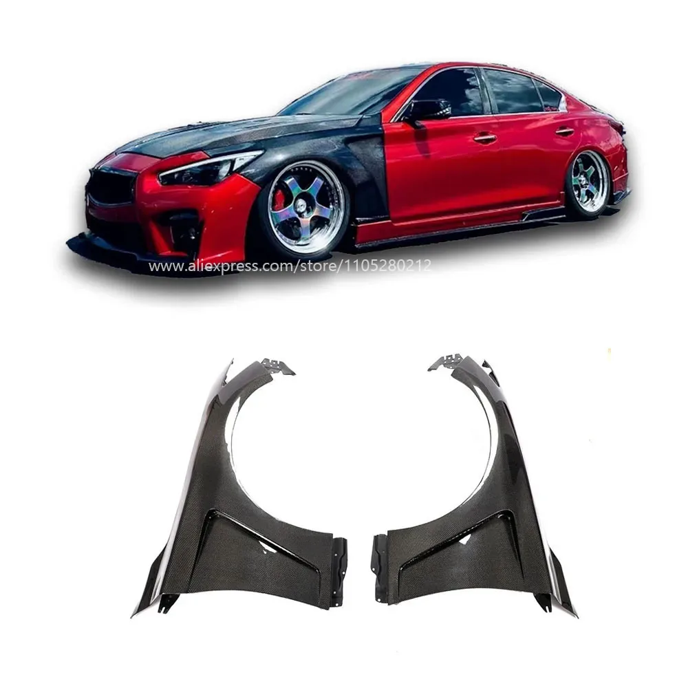 Suitable for Infiniti Q50Q50L Carbon Fiber Wide Body Racing Side Mudguard, 3K Carbon Fiber Texture, Lightweight Upgrade