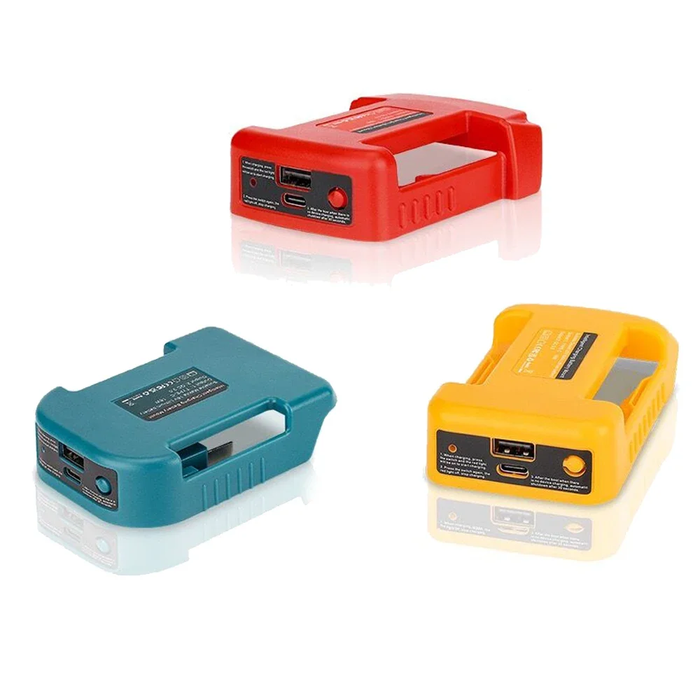 Adaptador de Carregador Portátil Compatível para Makita Li-ion com Usb Suporte de Bateria tipo c Carregamento Rápido Dewalt Milwaukee 18v