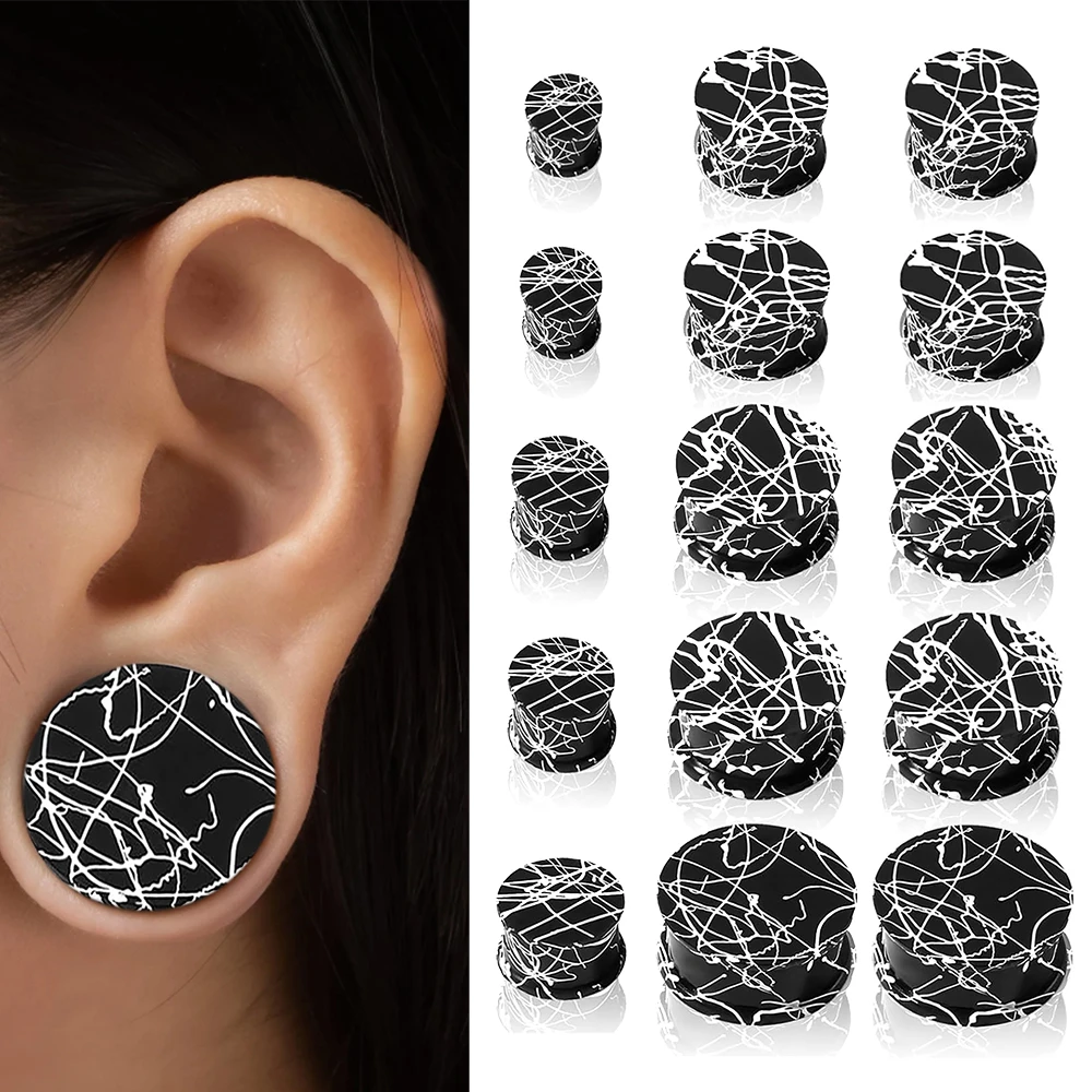 PAIR Silicone Ear Gauge Flexible Soft Double Flared Saddle Ear Plugs  Black Ear Stretchers Tunnels Expanders Body Jewelry