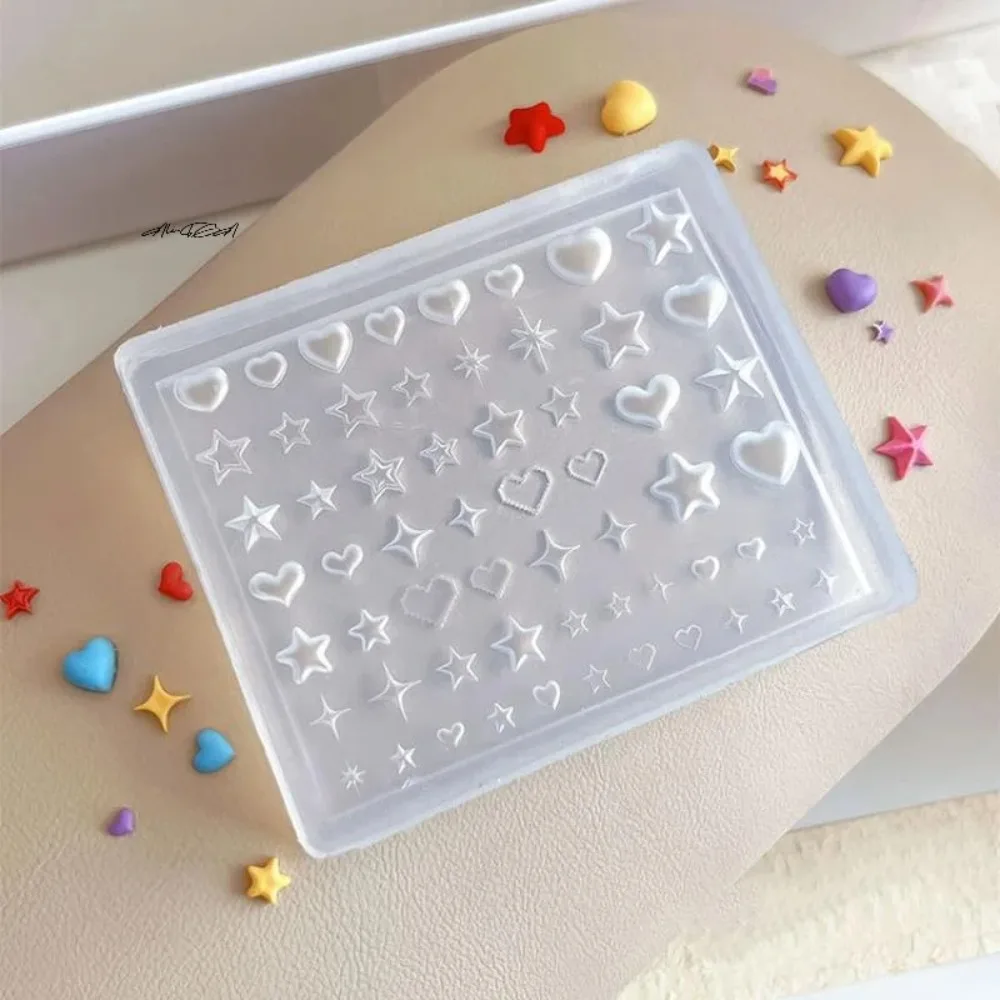 3D Herz Stern Pentagramm Silikon Nagelform DIY Nail Art Transparente Maniküre Dekoration Kreativität Vorlage für Nagel Charm