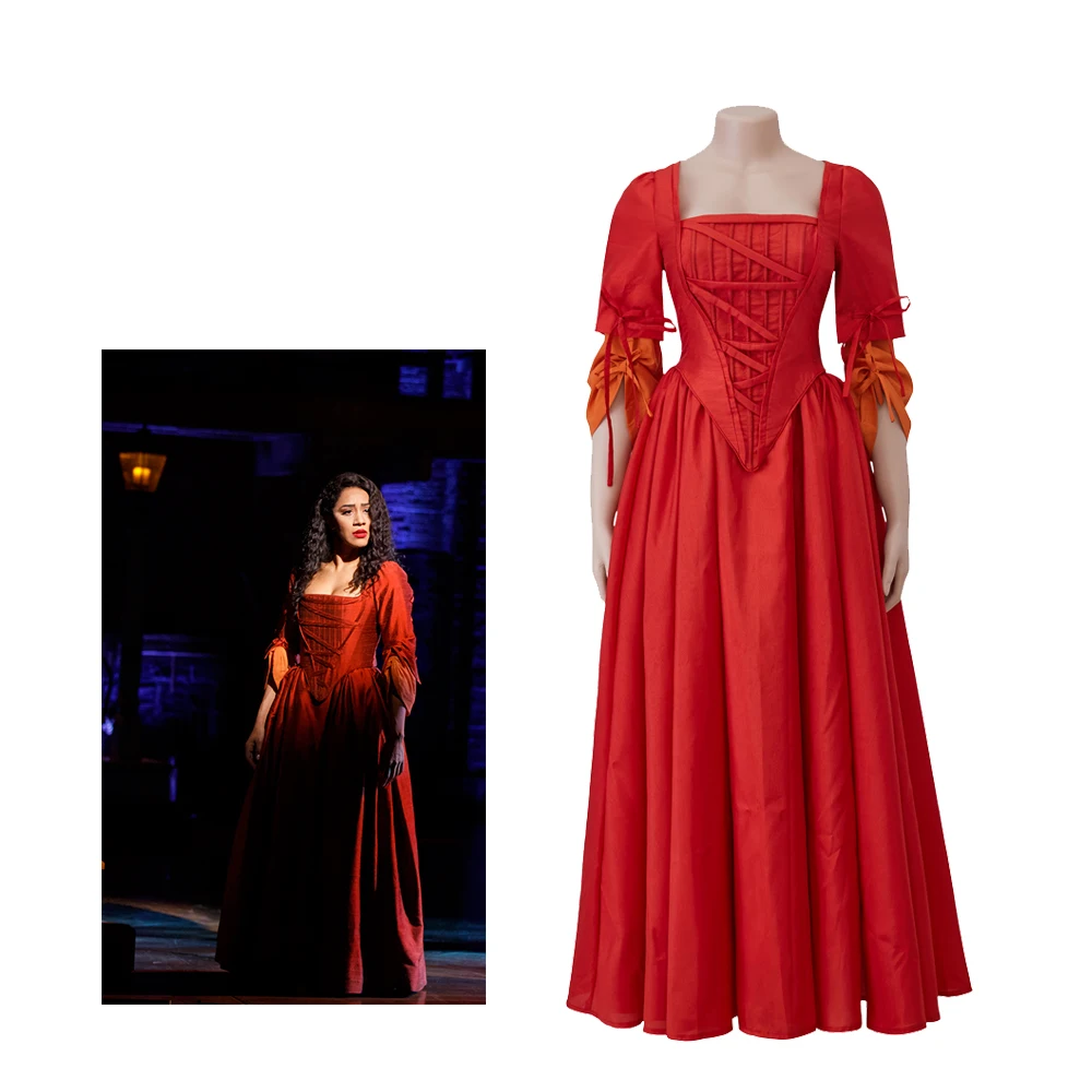 

Musical Hamilton Maria Reynolds Cosplay Costume Broadway Red Stage Performance Lady Ball Gown Victorian Medieval Dress