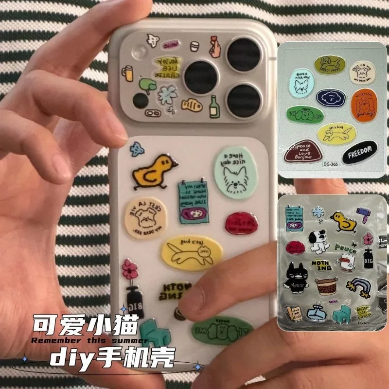 Cute Cartoon Cat Dog 3D Transparent Resin Sticker Jelly Decal for DIY Mobile Phone Case Tablet Crafts Decor Material Accessories view 4