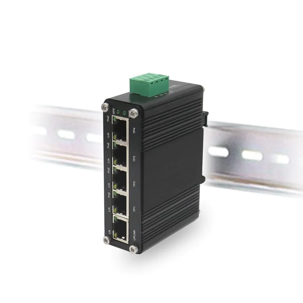 5 Ports Full Gigabit POE Switch Support DC12V / DC24V  DC48V Input, 4 IEEE802.3afat 30W  Ports, Total  Budget 120W