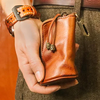 Fermeture éclair peau de vache porte-clés en cuir véritable fermeture éclair porte-clés portefeuille hommes femmes Auto voiture porte-clé pour clés fermeture éclair clé couverture porte-monnaie