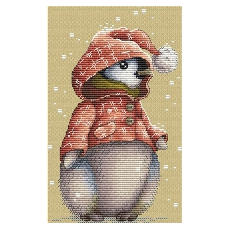 

Cross Stitch Kit Cute Cartoon Sweater Animal Penguin18ct 14ct 11ct Precision Printed Fabric Hand-embroidered Material Bag