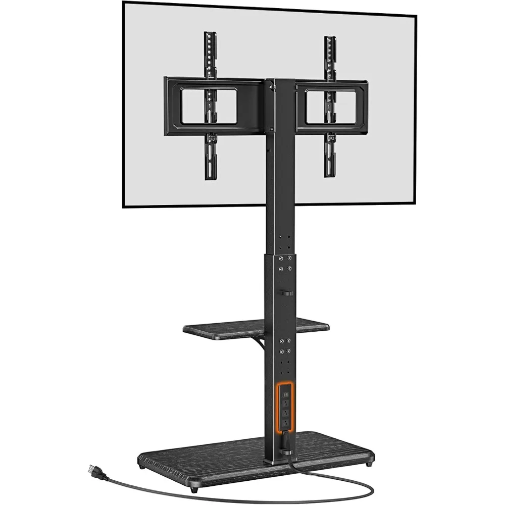 

Floor TV Stand with Power Outlet, Universal TV Stand for 32-75 inch TVs up to 110 lbs, Height Adjustable TV Stand with Swivel