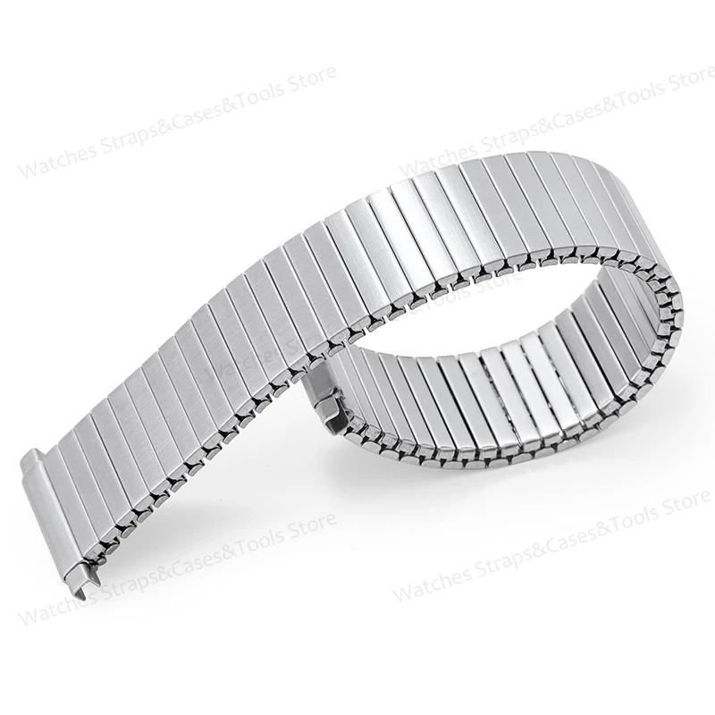 Metal Elastic Watch Band Stretch Expansion Stainless Steel Watch Strap 16-22mm Width Adjustment Brushed Belt Men Women Bracelet