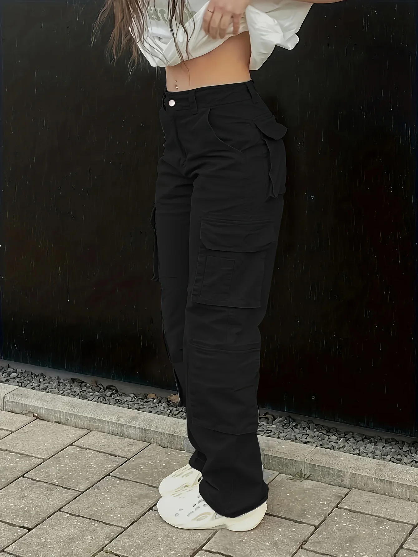 Y2K women\'s street hip-hop style high waisted fashionable trend workwear denim pants casual pants