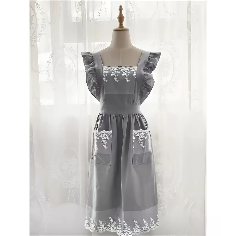 Fashion Princess Anti-stain Coverall PU Women Apron Cute Premium Home Cooking Cleaning Work Apron