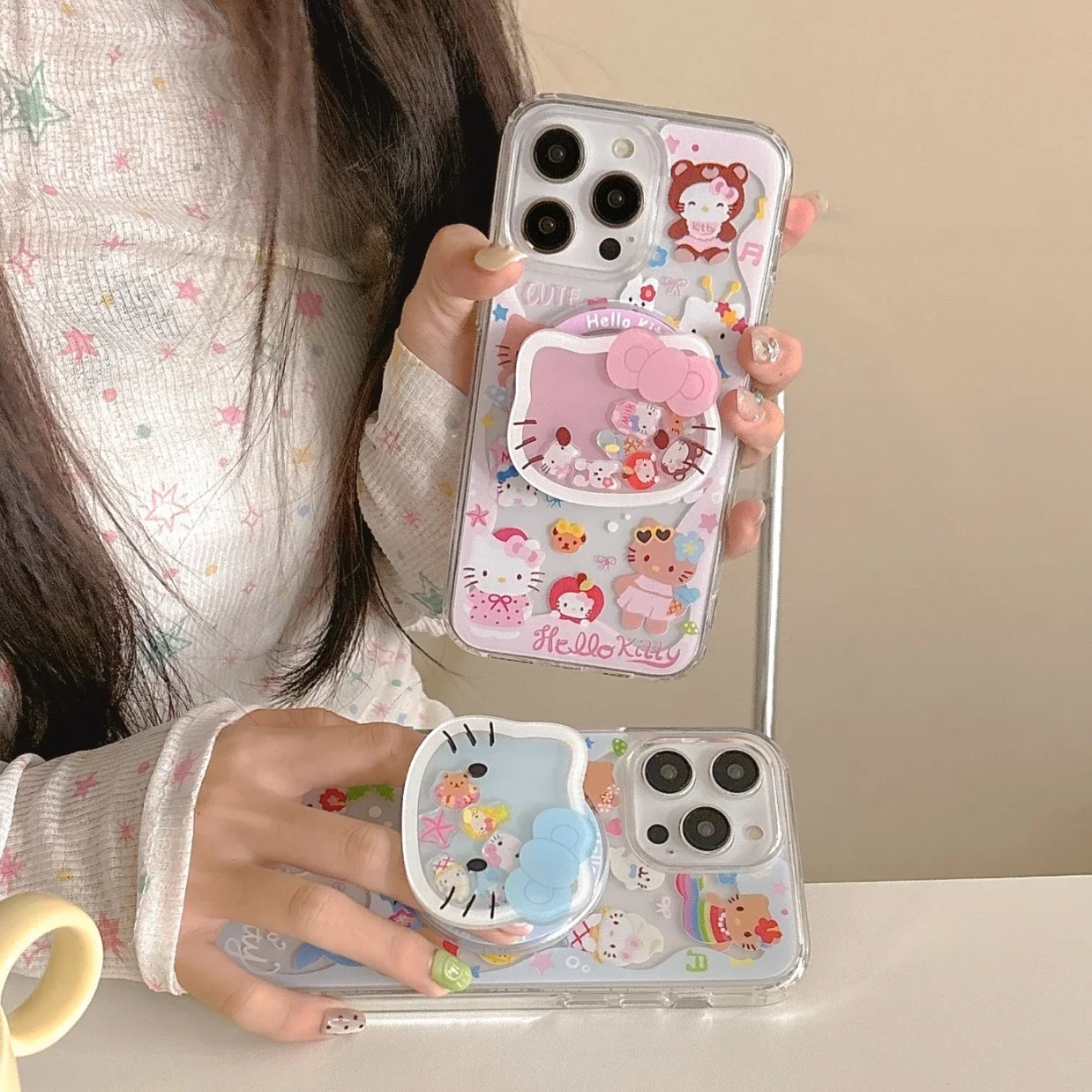 

Cute Cartoon Hello Kitty Bracket Magnetic Wireless Charging Mobile Phone Case for IPhone 16 Pro Max 16 15 14 13 12 11 Phone Case