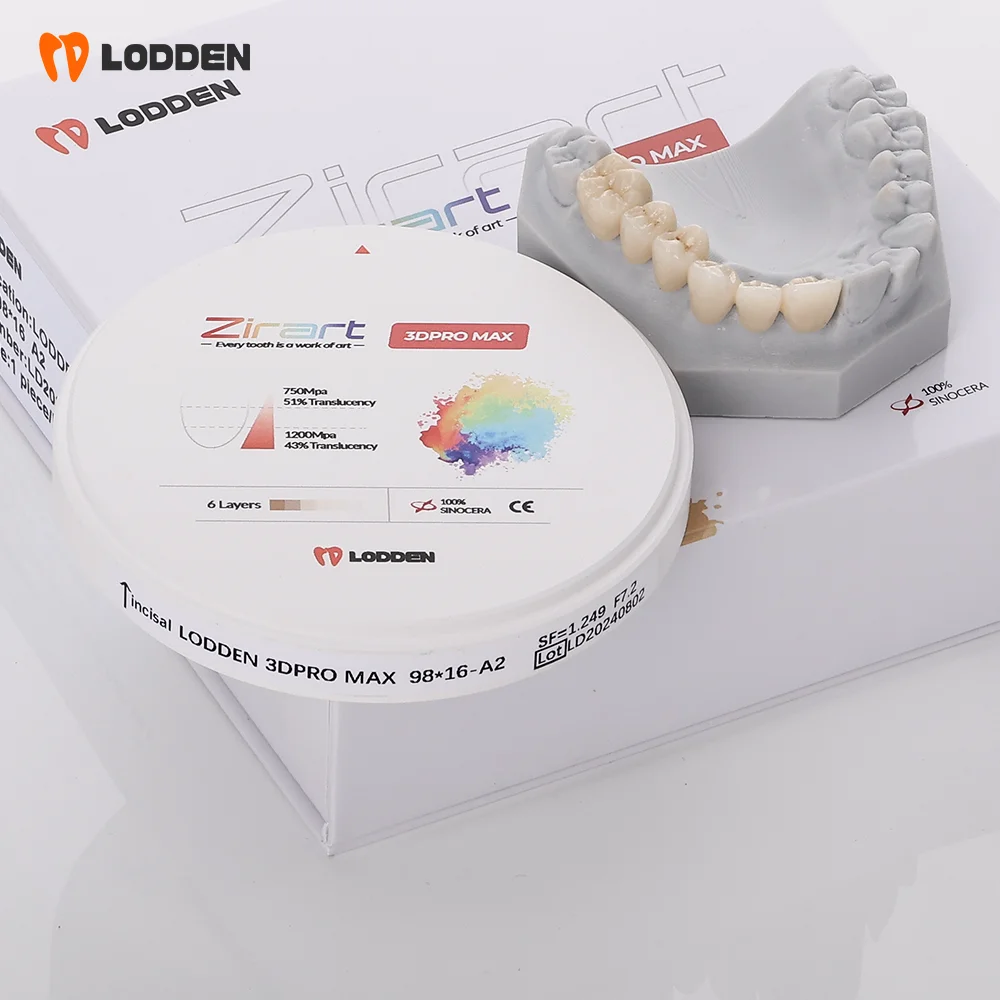 

Lodden Zirconia Block for 98mm Open System 3D PRO MAX Multilayer Zirconia Disc for CAD CAM Dental Lab Materials