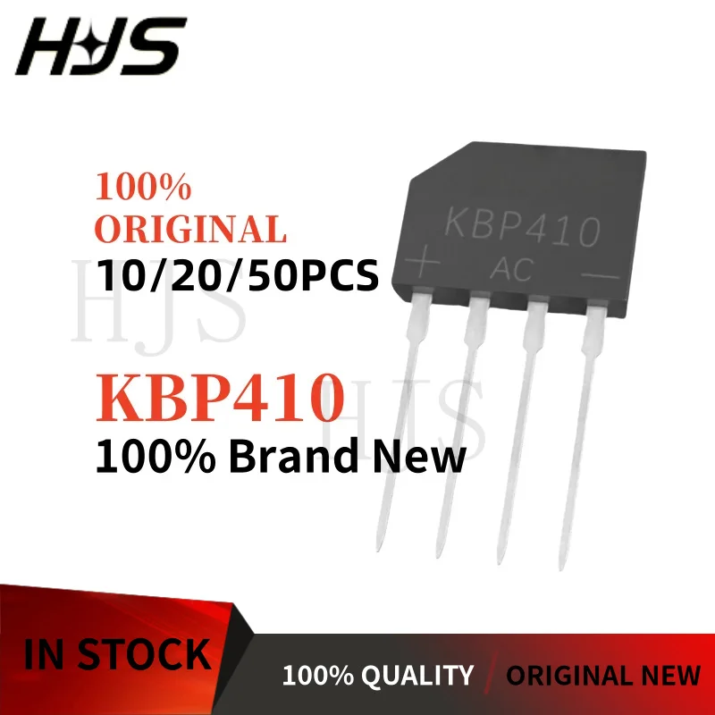 10/20/50PCS 100% Original Brand New and Quality KBP410 4A 1000V Through-hole rectifier bridge stack, flat bridge.