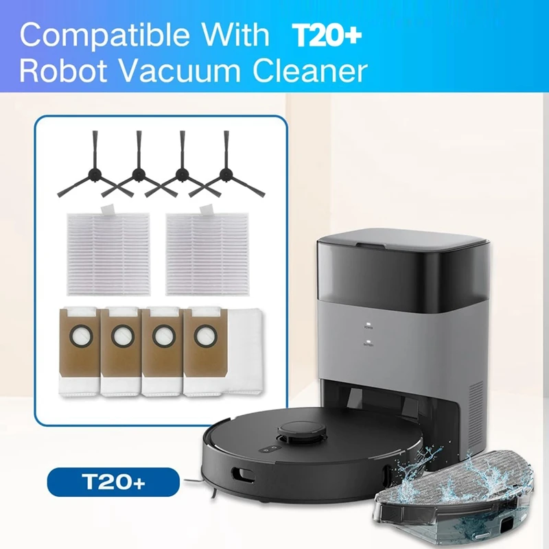 For AIRROBO T20 Vacuum Robot Replacement Accessories HEPA Filters Side Brushes Dust Bags Spare Parts