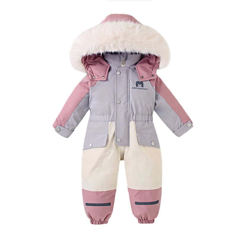 Winter-Baby-Overall, warm, dick, für Jungen, Skianzug, plus Samt, Kinderkleidung, winddicht, Kinder-Schneebekleidung, 1–5 Jahre – Detail 1