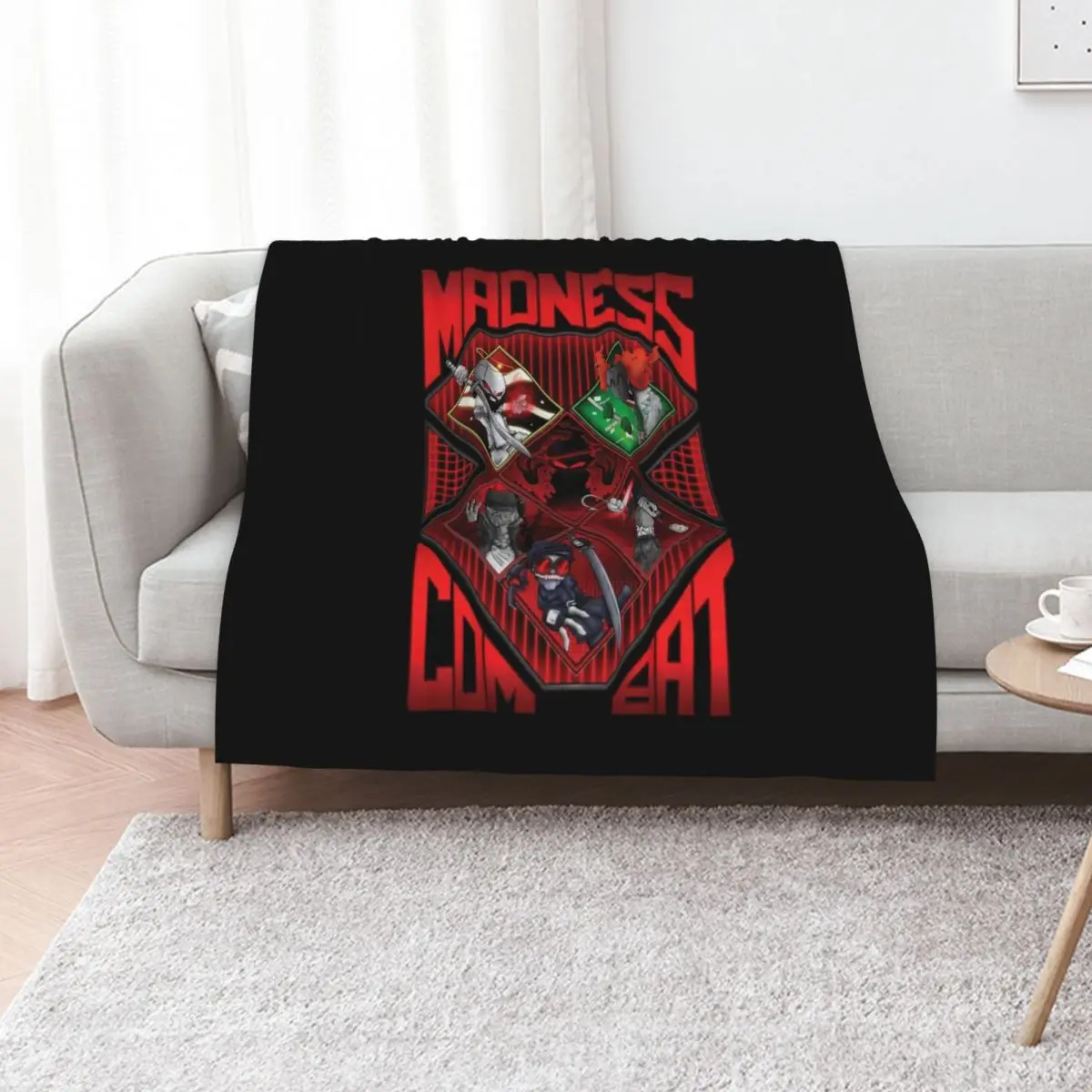 Madness combat ALL 6 MAIN CHARACTERS ART Throw Blanket Picnic Blankets For Bed Personalized Gift Camping bed plaid Blankets