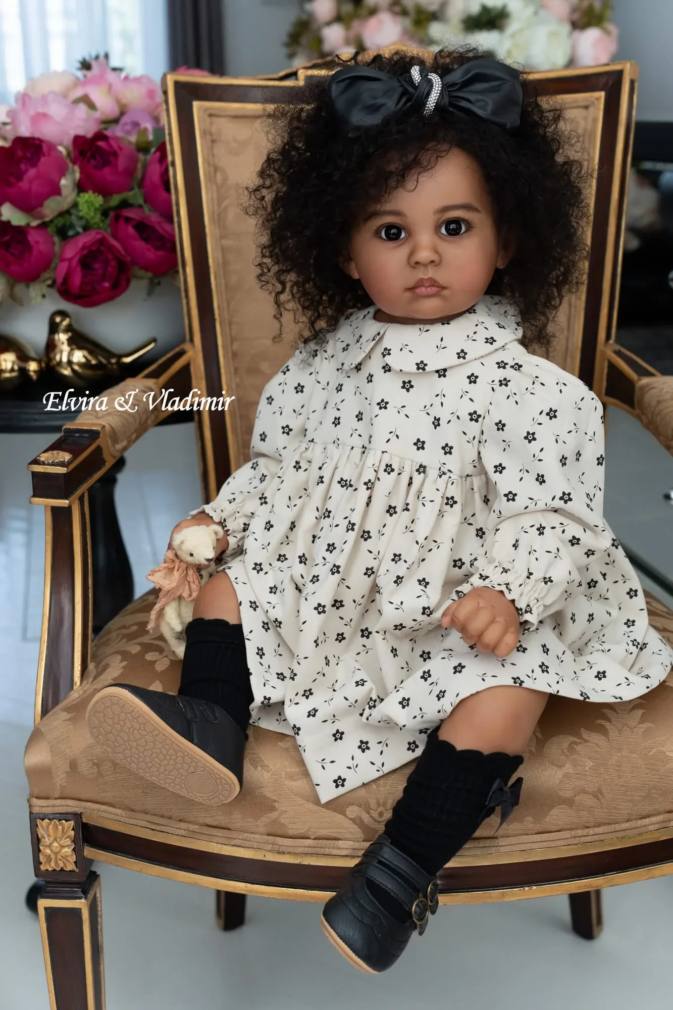 24inch Julieata Dark Skin Soft Cloth Body Multiple Layers Painting Lifelike Newborn Reborn Baby Doll With Hand Root Hair