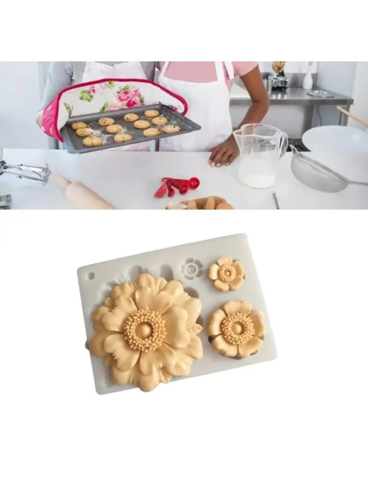 

G6KF Peony Silicone Fondant Moulds Flowers Handmade Soap Candles Clay Moulds