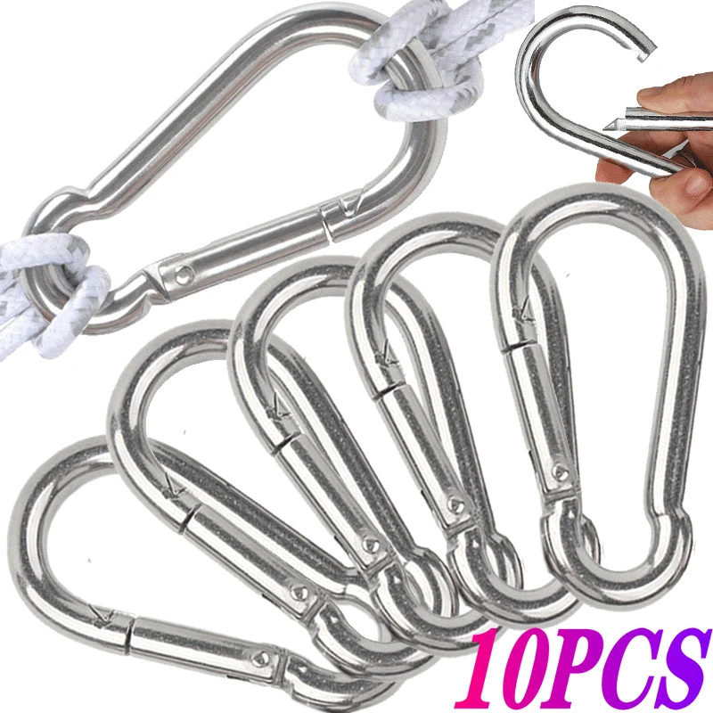 10/5PCS Aluminum Carabiner Key Chain Clip Outdoor Camping Keyring Snap Hook Water Bottle Travel Kit Climbing Accessory