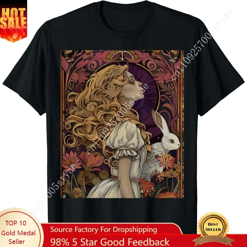 

Alice in Wonderland Rabbit Fantasy Novel Art Nouveau T-Shirt