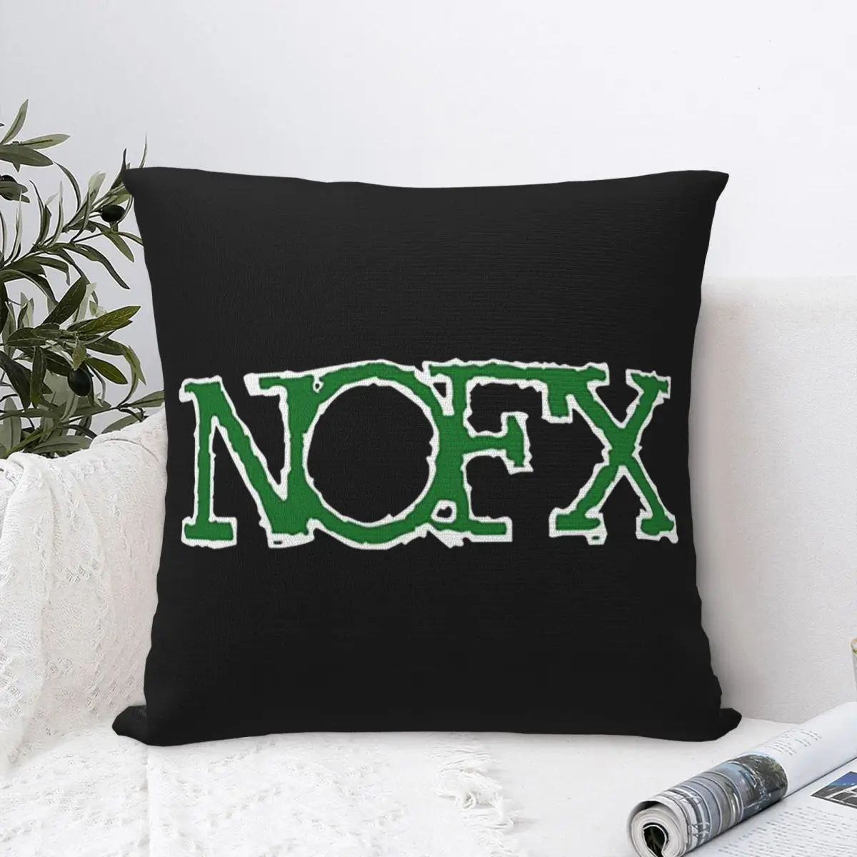 Nofx Band Final Tour Skull Square Pillowcase غطاء وسادة من البوليستر ديكور مريح رمي وسادة لغرفة المعيشة المنزلية #4