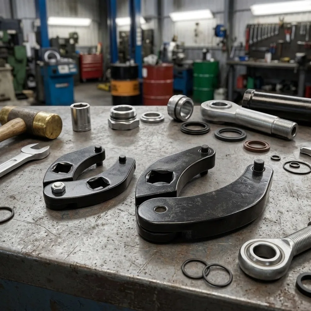 Adjustable Hydraulic Gland Nut Wrench Set for Farm Equipment with Square Drive Bar and 8 Pins for 1 inch to 6 inch Nuts