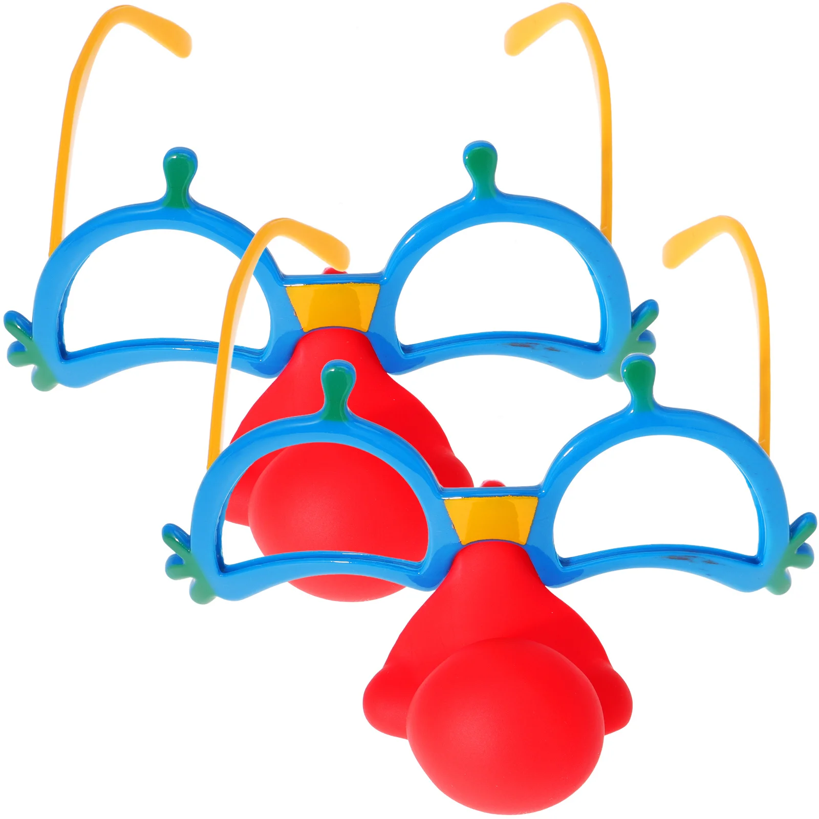 

2Pcs Funny Party Eyeglasses Creative Clown Glasses Red Nose Blue Frame Costume Accessories Photo Props Eyewear Party Decorations