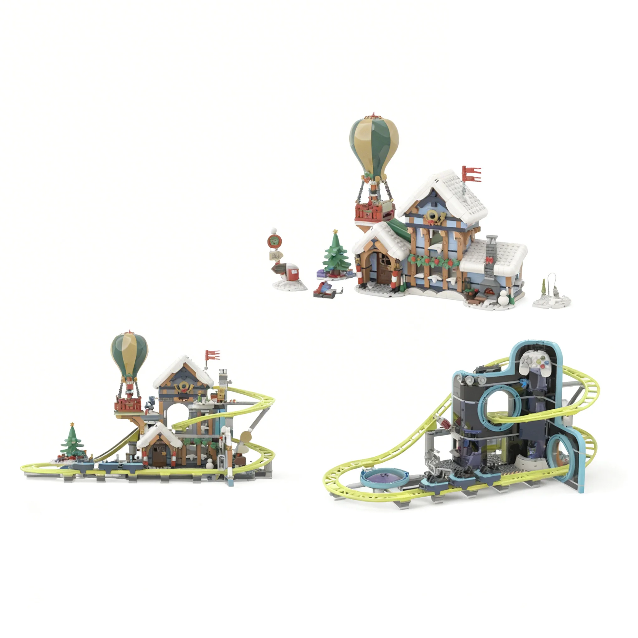 1783pcs MOC Icons Santa's Post Office Roller Coaster Model Building Blocks Toys Assemble Idea DIY Brick 3D Creative Collection