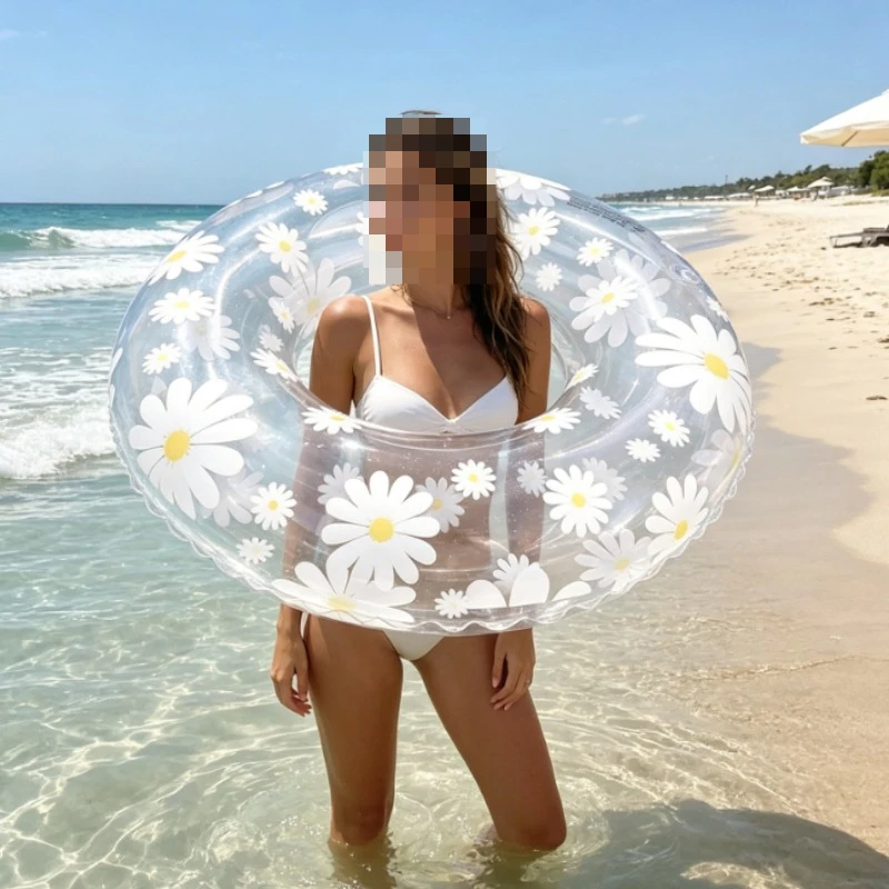 Suitable for parties, transparent small daisy swimming rings, thickened underarm floating rings ins wind