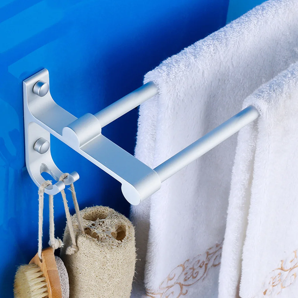 

Wall Mounted 38Cm Towel Rack Aluminium Alloy Rust Resistant Surface for Bath Towel and Sponge Storage Bathroom Use Silver