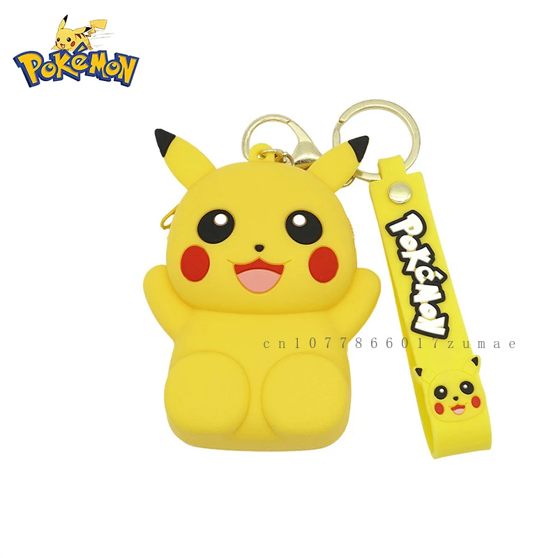 Pokemon Anime Pikachu Silikon Schlüsselbund Tasche Kleine lagerung Schöne Mode Geldbörse Messenger Cartoon Figuren Modell Spielzeug Kinder Geschenk