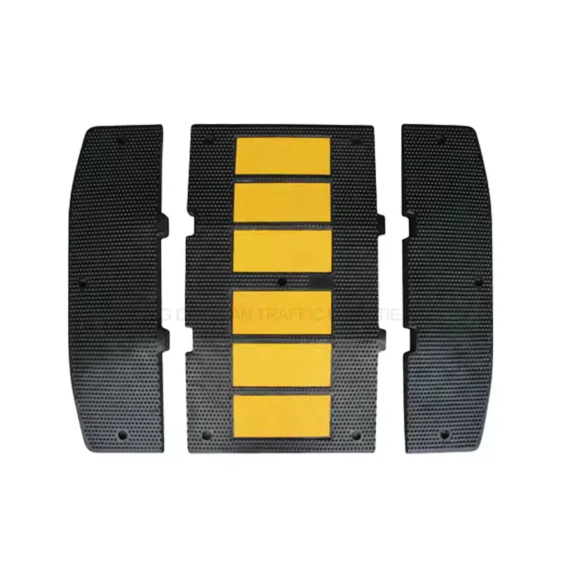 Rubber Driveway Safety Road Reducer Cushion Shock Belt Black Reflector Traffic Control Speed Breaker 900x500mm Speed Hump