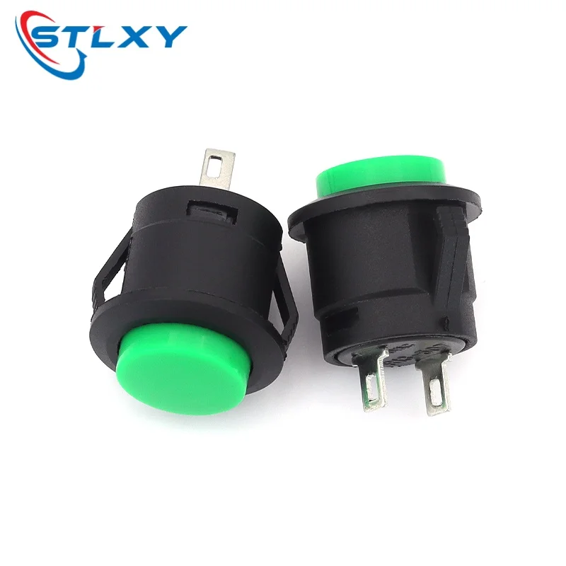 Stlxy 2Pcs R13-507 16mm Momentary Normally Open Push Button Switch OFF-(ON) Plastic Snap-In for Electronics
